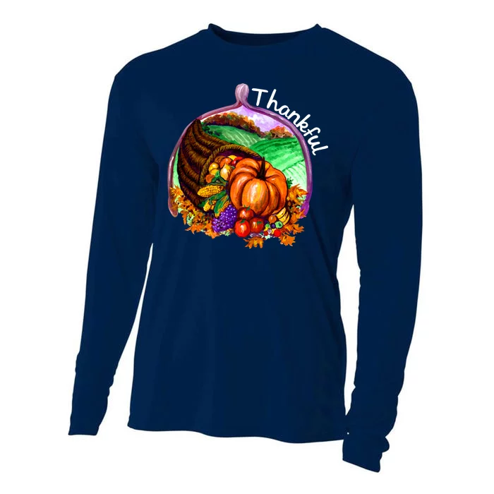 Thankful Pumpkin Fall Thanksgiving Cooling Performance Long Sleeve Crew