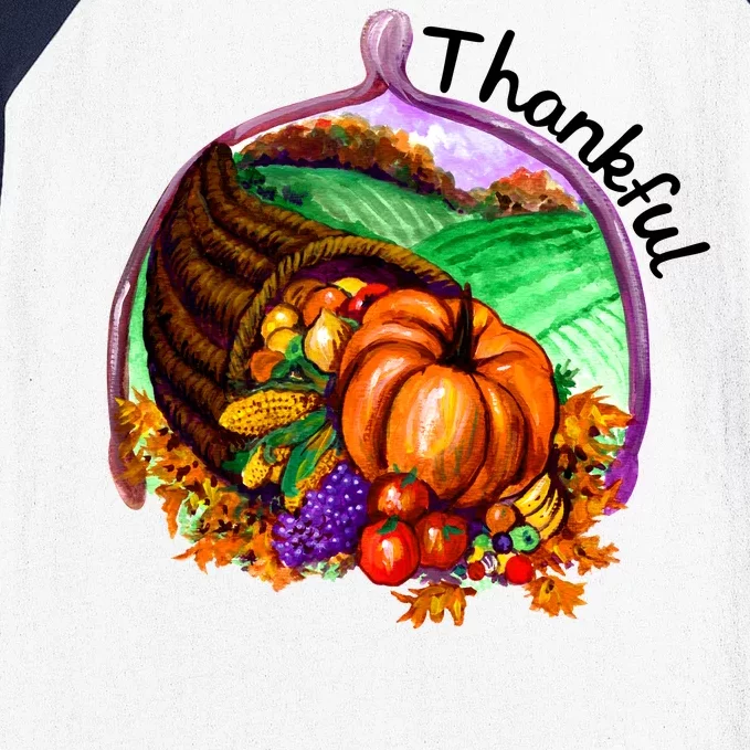 Thankful Pumpkin Fall Thanksgiving Baseball Sleeve Shirt