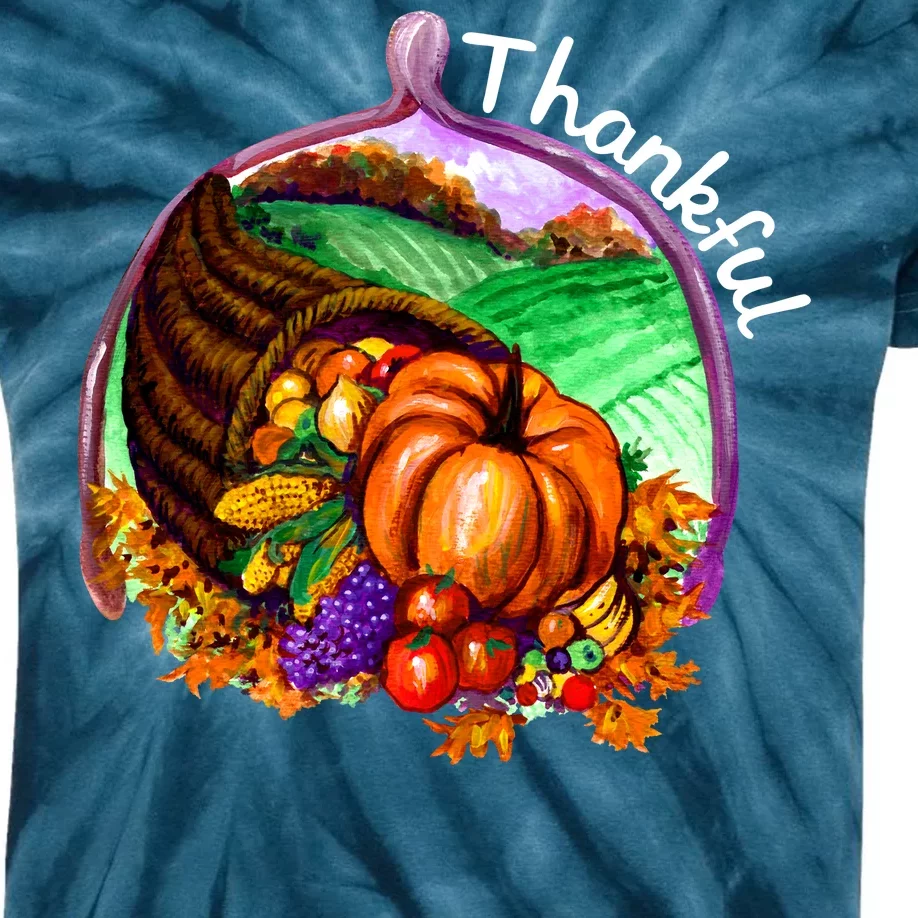 Thankful Pumpkin Fall Thanksgiving Kids Tie-Dye T-Shirt