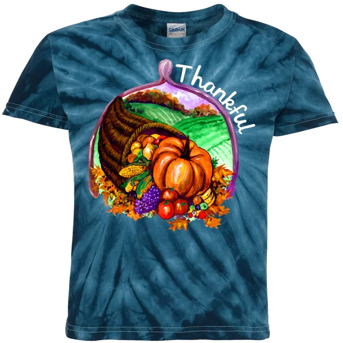 Thankful Pumpkin Fall Thanksgiving Kids Tie-Dye T-Shirt