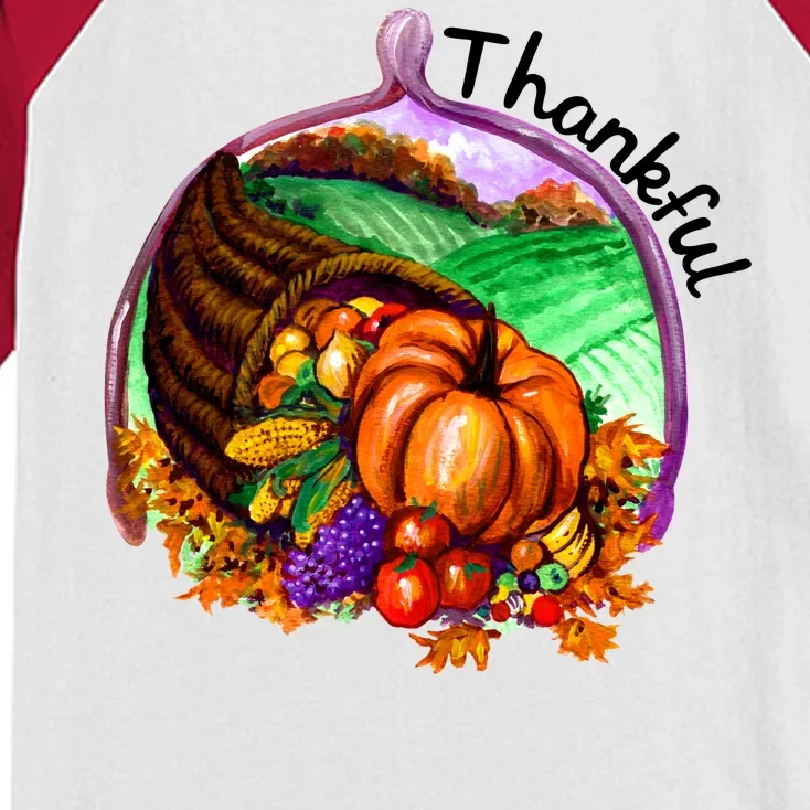 Thankful Pumpkin Fall Thanksgiving Kids Colorblock Raglan Jersey