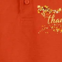 Thankful Thanksgiving Fall Autumn Leaves Dry Zone Grid Performance Polo