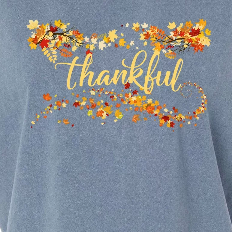 Thankful Thanksgiving Fall Autumn Leaves Garment-Dyed Women's Muscle Tee