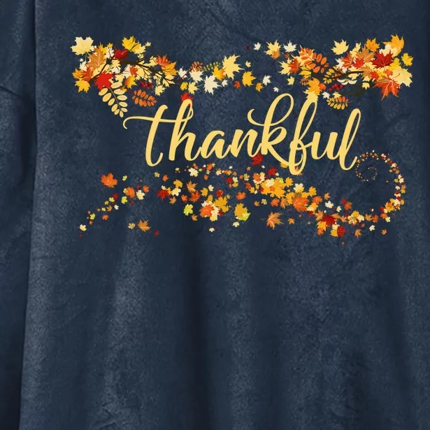 Thankful Thanksgiving Fall Autumn Leaves Hooded Wearable Blanket