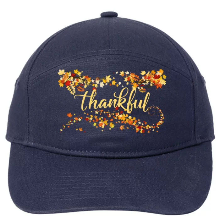 Thankful Thanksgiving Fall Autumn Leaves 7-Panel Snapback Hat