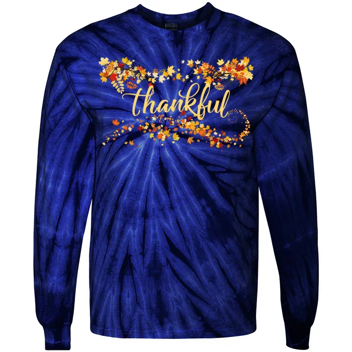 Thankful Thanksgiving Fall Autumn Leaves Tie-Dye Long Sleeve Shirt