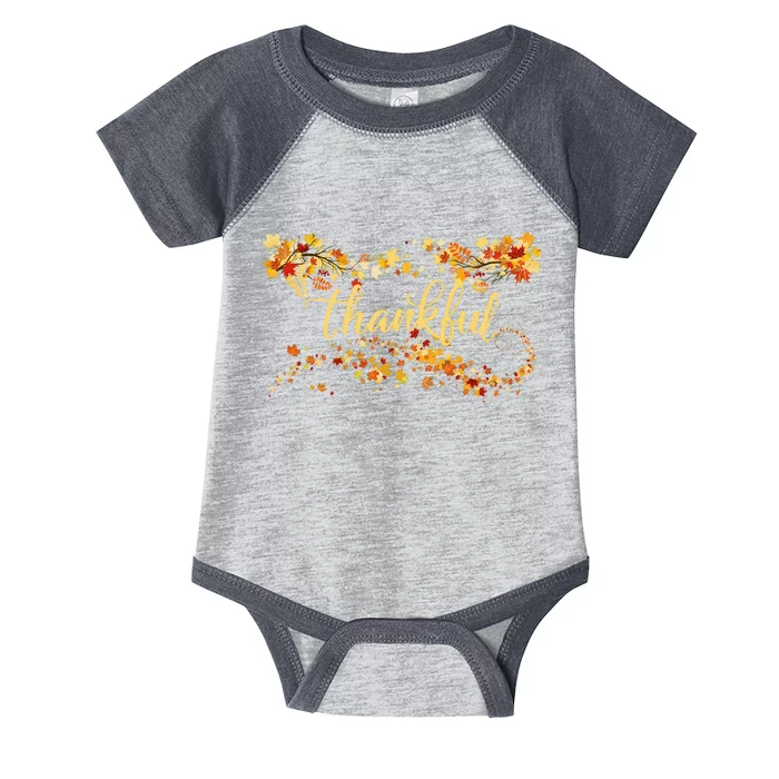 Thankful Thanksgiving Fall Autumn Leaves Infant Baby Jersey Bodysuit