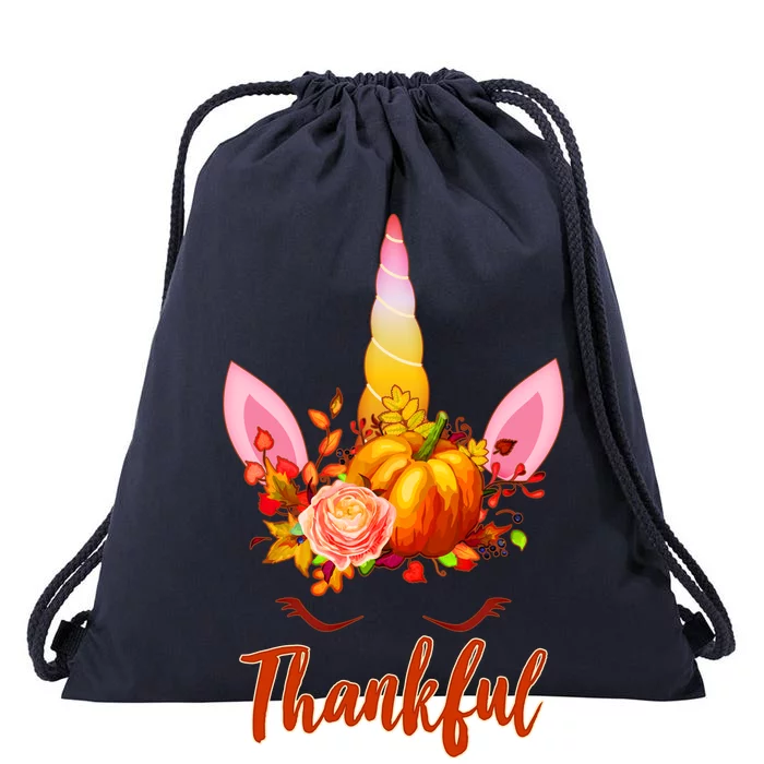 Thankful Unicorn Autumn Drawstring Bag