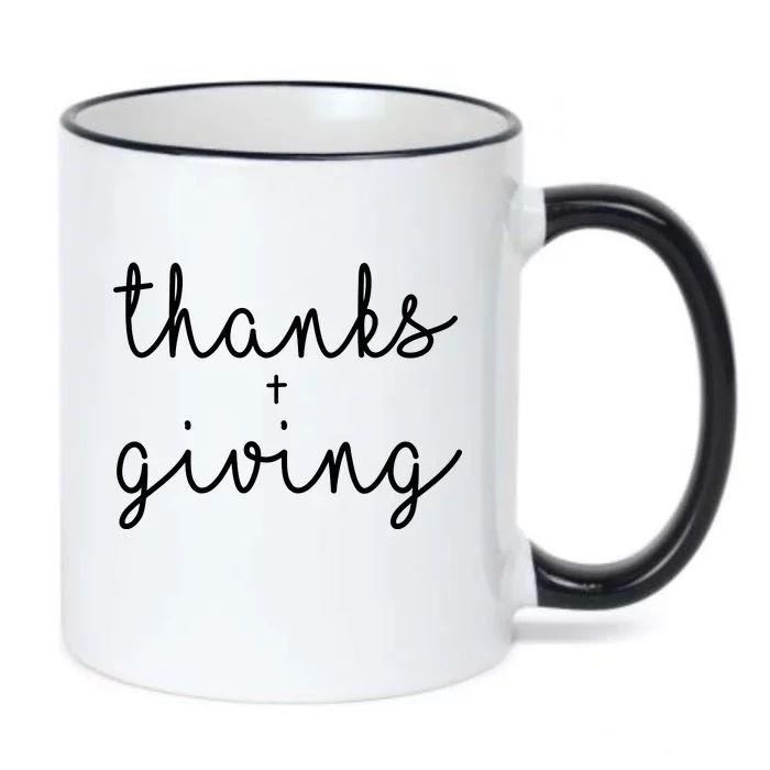 Thanks Plus Giving Cute Thanksgiving Black Color Changing Mug