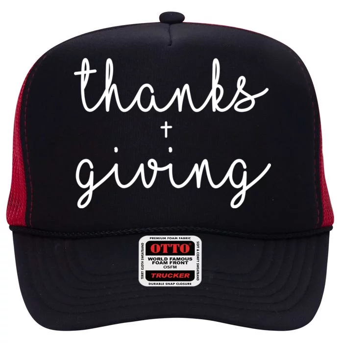 Thanks Plus Giving Cute Thanksgiving High Crown Mesh Trucker Hat