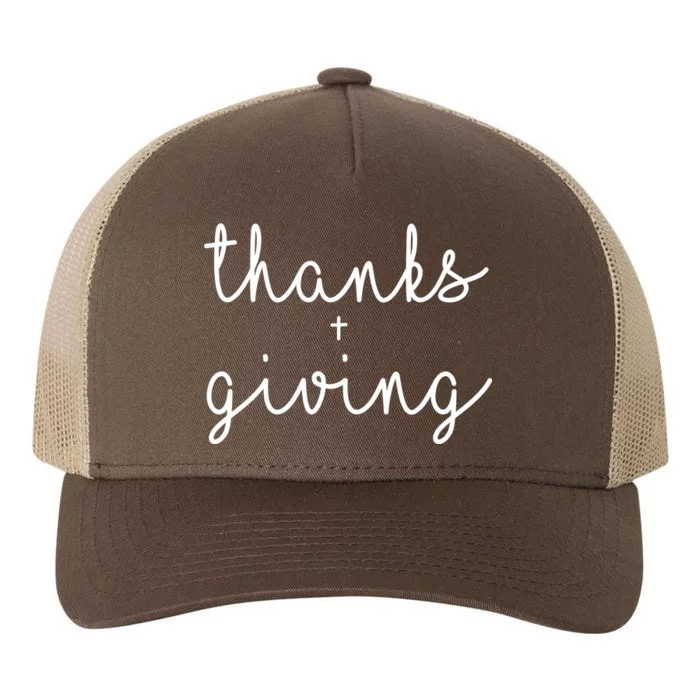 Thanks Plus Giving Cute Thanksgiving Yupoong Adult 5-Panel Trucker Hat