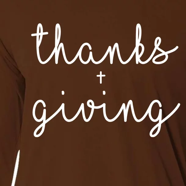 Thanks Plus Giving Cute Thanksgiving Cooling Performance Long Sleeve Crew