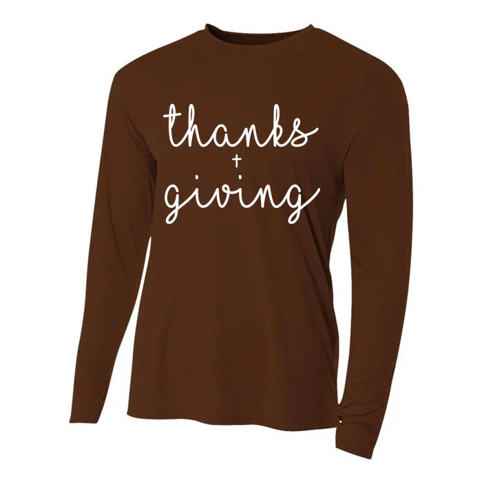 Thanks Plus Giving Cute Thanksgiving Cooling Performance Long Sleeve Crew