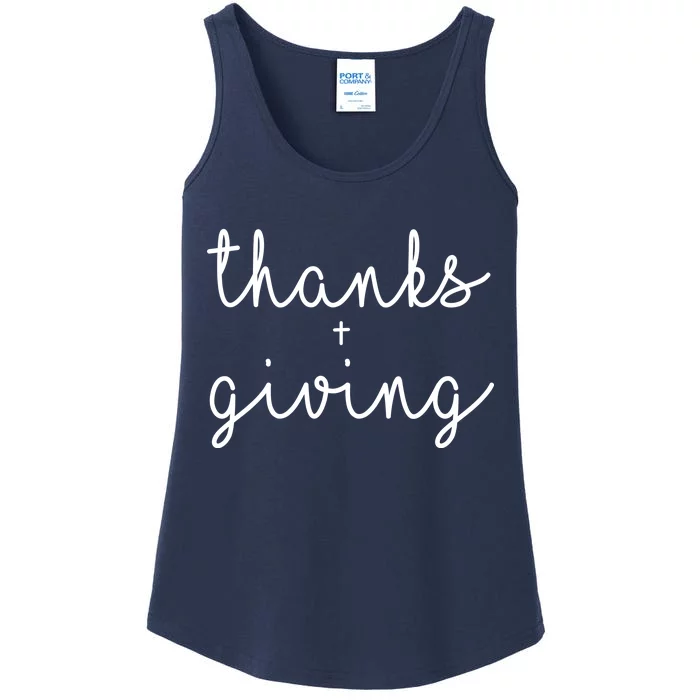 Thanks Plus Giving Cute Thanksgiving Ladies Essential Tank