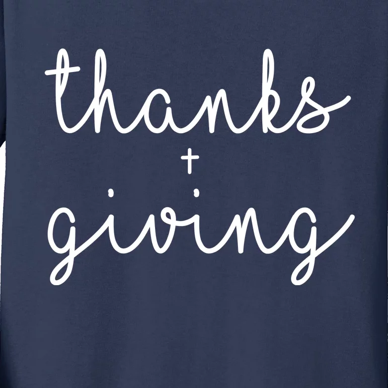 Thanks Plus Giving Cute Thanksgiving Kids Long Sleeve Shirt