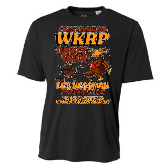 Thanksgiving 1st Annual WKRP Turkey Drop Cooling Performance Crew T-Shirt