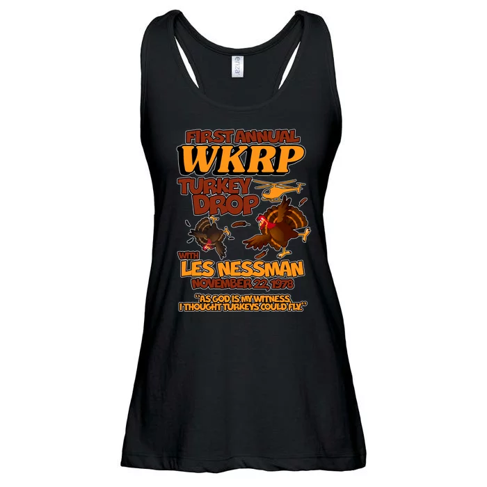 Thanksgiving 1st Annual WKRP Turkey Drop Ladies Essential Flowy Tank