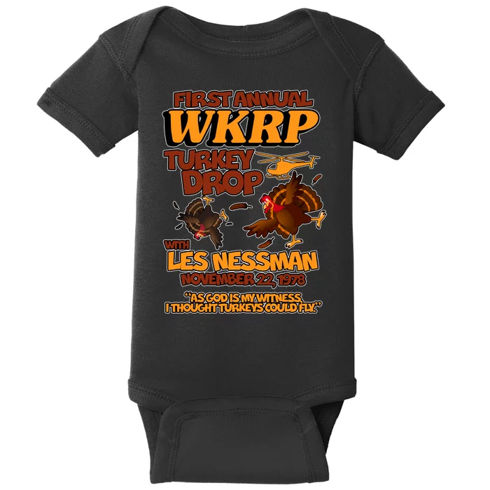 Thanksgiving 1st Annual WKRP Turkey Drop Baby Bodysuit