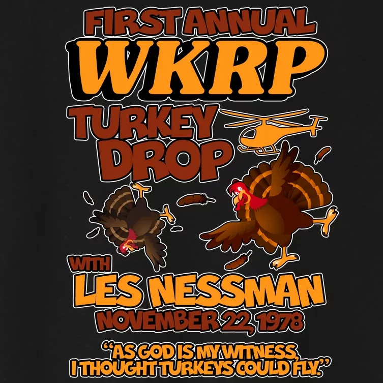 Thanksgiving 1st Annual WKRP Turkey Drop Women's Crop Top Tee