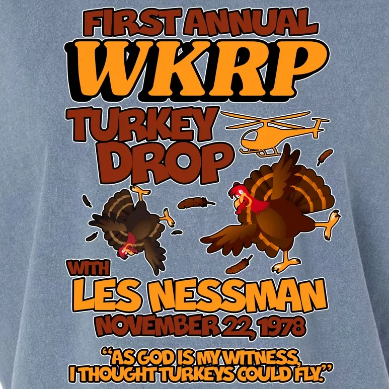 Thanksgiving 1st Annual WKRP Turkey Drop Garment-Dyed Women's Muscle Tee