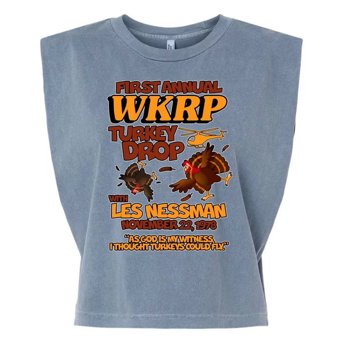 Thanksgiving 1st Annual WKRP Turkey Drop Garment-Dyed Women's Muscle Tee