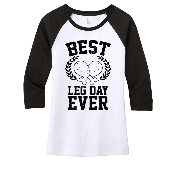 Thanksgiving Best Leg Day Ever Women's Tri-Blend 3/4-Sleeve Raglan Shirt