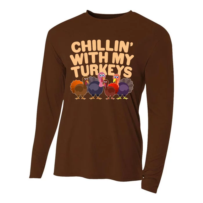 Thanksgiving Chillin' With My Turkeys Cooling Performance Long Sleeve Crew