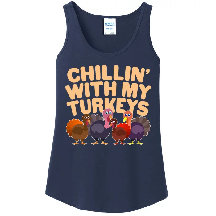 Thanksgiving Chillin' With My Turkeys Ladies Essential Tank