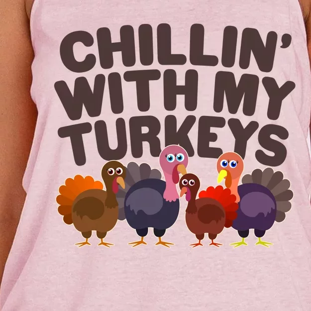 Thanksgiving Chillin' With My Turkeys Women's Knotted Racerback Tank