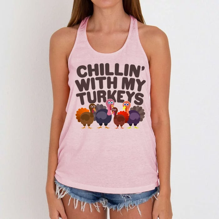 Thanksgiving Chillin' With My Turkeys Women's Knotted Racerback Tank