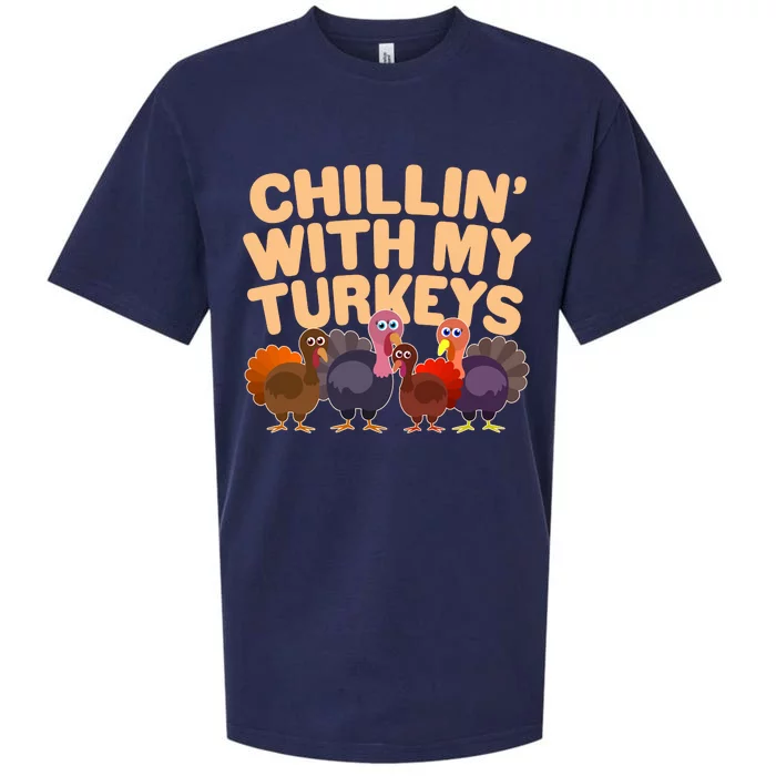 Thanksgiving Chillin' With My Turkeys Sueded Cloud Jersey T-Shirt