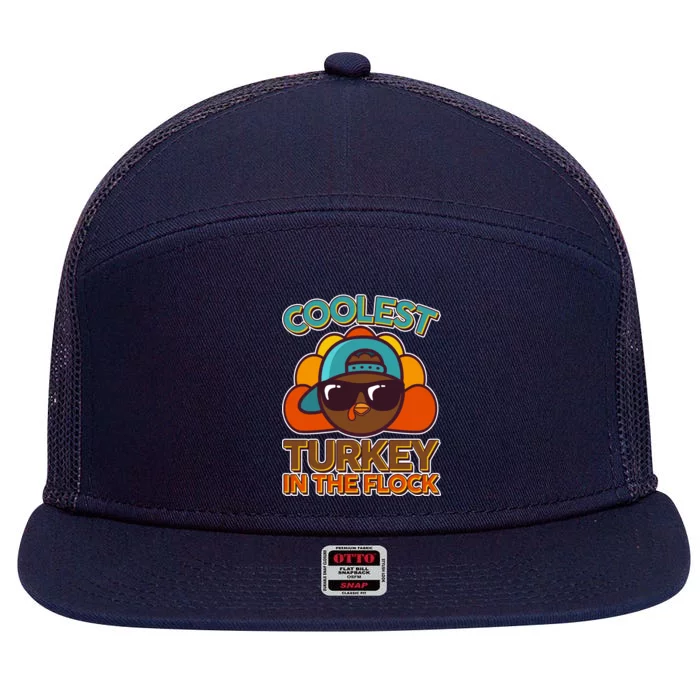 Thanksgiving Coolest Turkey In The Flock 7 Panel Mesh Trucker Snapback Hat