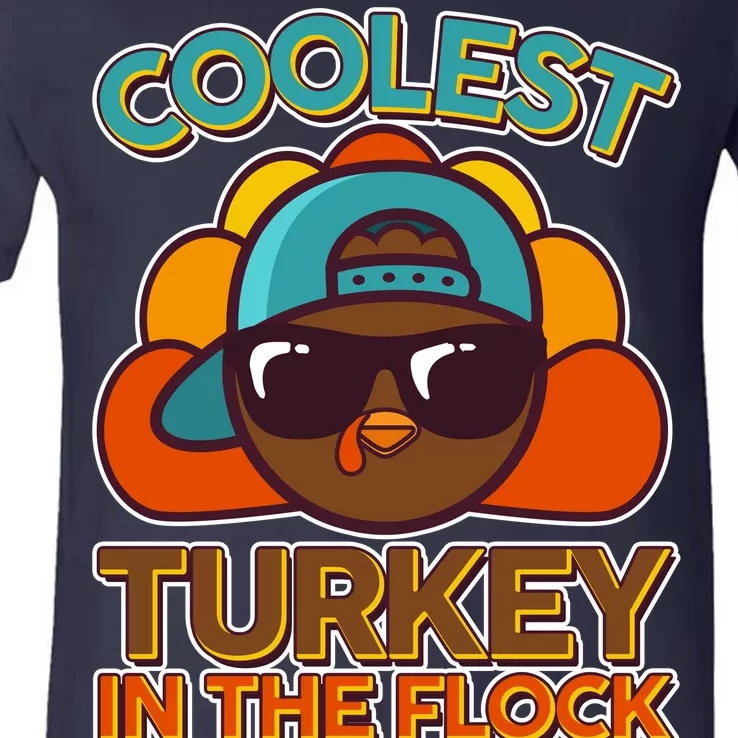 Thanksgiving Coolest Turkey In The Flock V-Neck T-Shirt