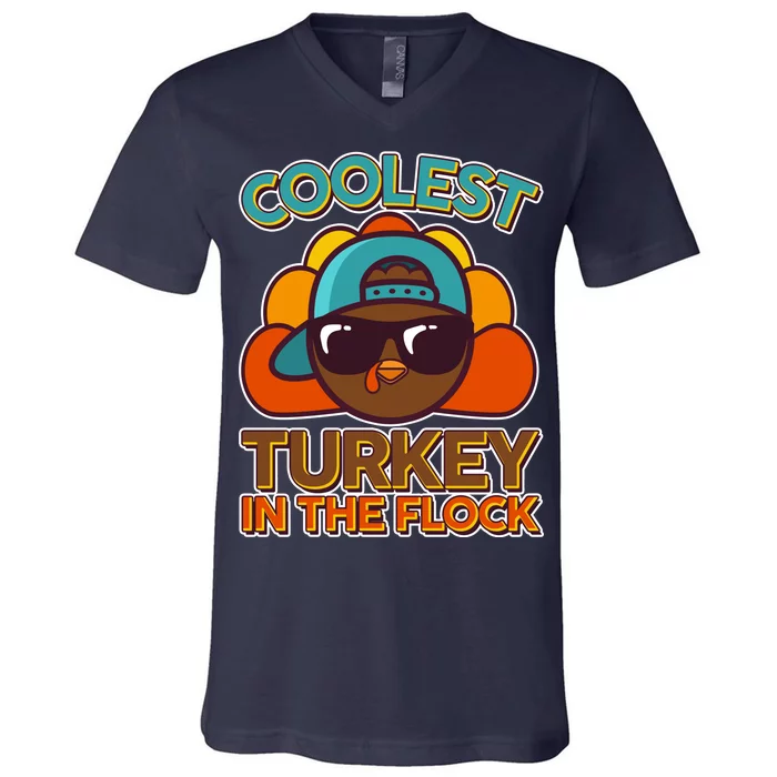 Thanksgiving Coolest Turkey In The Flock V-Neck T-Shirt