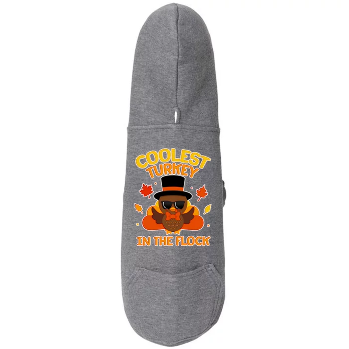 Thanksgiving Cute Coolest Turkey In The Flock Doggie 3-End Fleece Hoodie