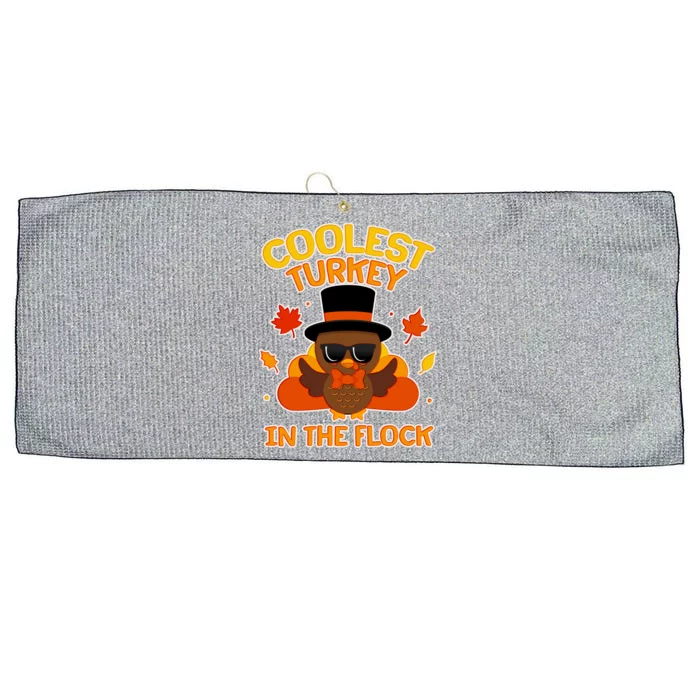 Thanksgiving Cute Coolest Turkey In The Flock Large Microfiber Waffle Golf Towel