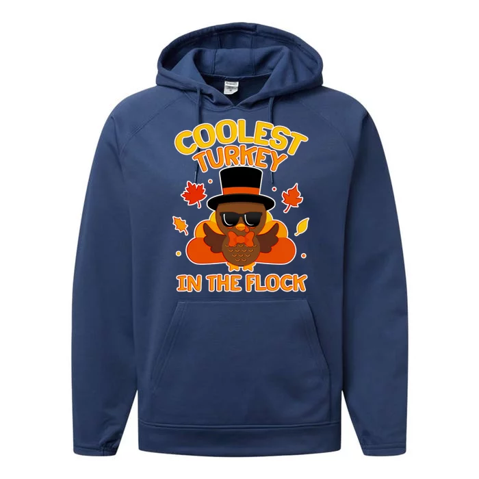 Thanksgiving Cute Coolest Turkey In The Flock Performance Fleece Hoodie