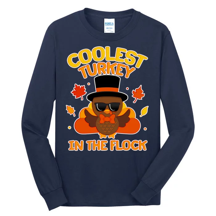 Thanksgiving Cute Coolest Turkey In The Flock Tall Long Sleeve T-Shirt