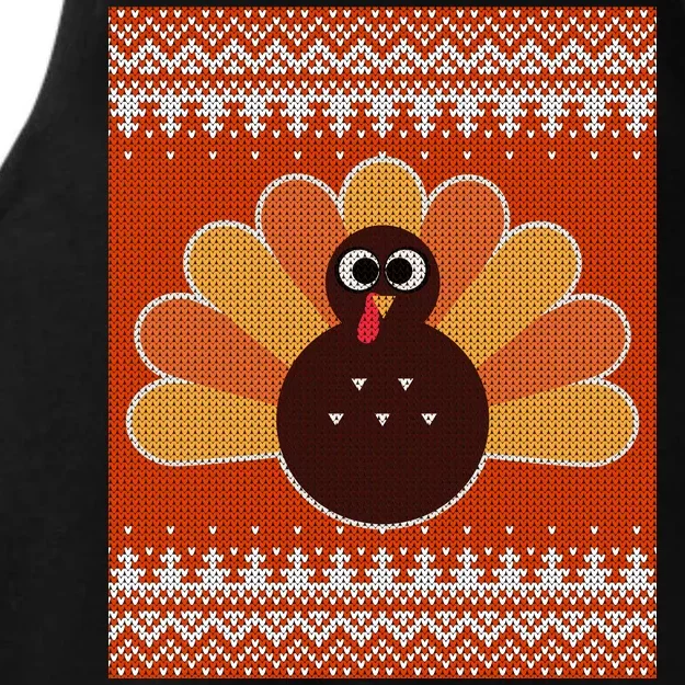 Thanksgiving Cute Turkey Ugly Sweater Ladies Tri-Blend Wicking Tank