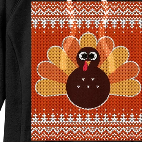 Thanksgiving Cute Turkey Ugly Sweater Women's Fleece Hoodie