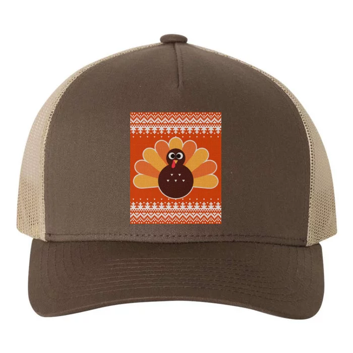 Thanksgiving Cute Turkey Ugly Sweater Yupoong Adult 5-Panel Trucker Hat