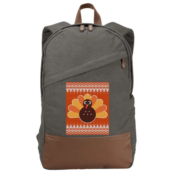 Thanksgiving Cute Turkey Ugly Sweater Cotton Canvas Backpack