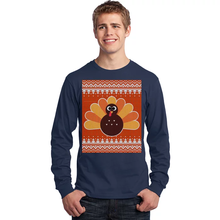 Thanksgiving Cute Turkey Ugly Sweater Long Sleeve Shirt