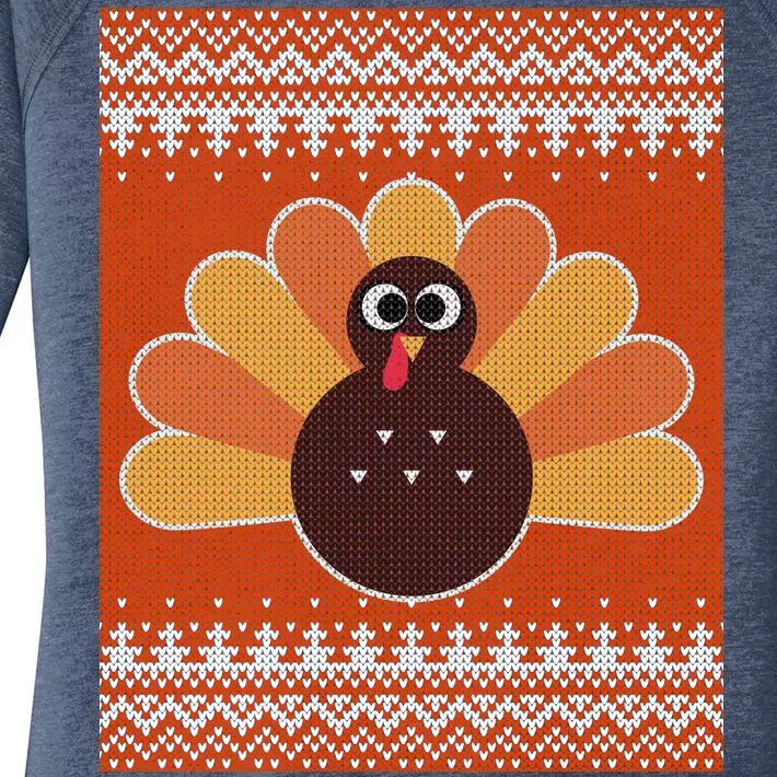 Thanksgiving Cute Turkey Ugly Sweater Women's Perfect Tri Tunic Long Sleeve Shirt