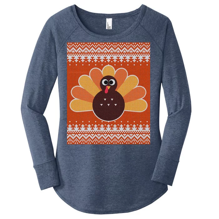 Thanksgiving Cute Turkey Ugly Sweater Women's Perfect Tri Tunic Long Sleeve Shirt