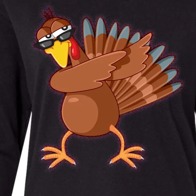 Thanksgiving Dabbing Turkey Womens Cotton Relaxed Long Sleeve T-Shirt