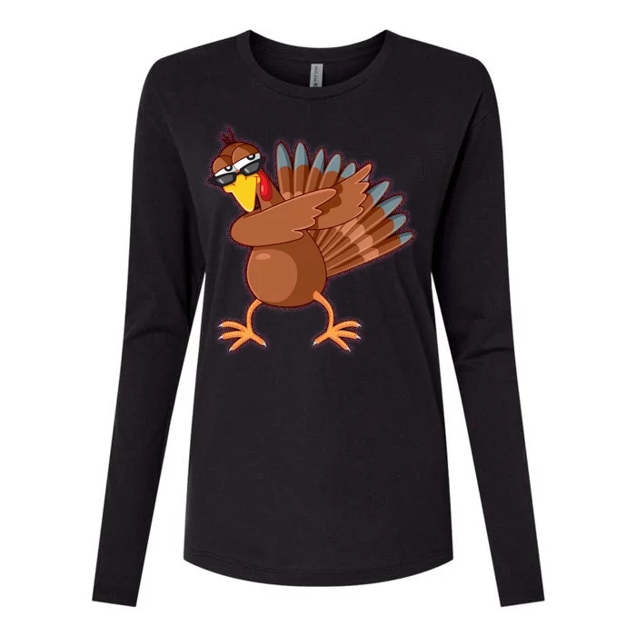 Thanksgiving Dabbing Turkey Womens Cotton Relaxed Long Sleeve T-Shirt