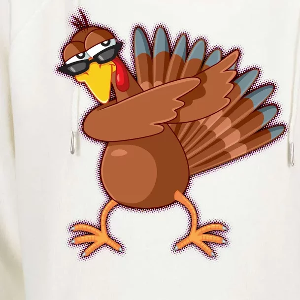 Thanksgiving Dabbing Turkey Womens Funnel Neck Pullover Hood