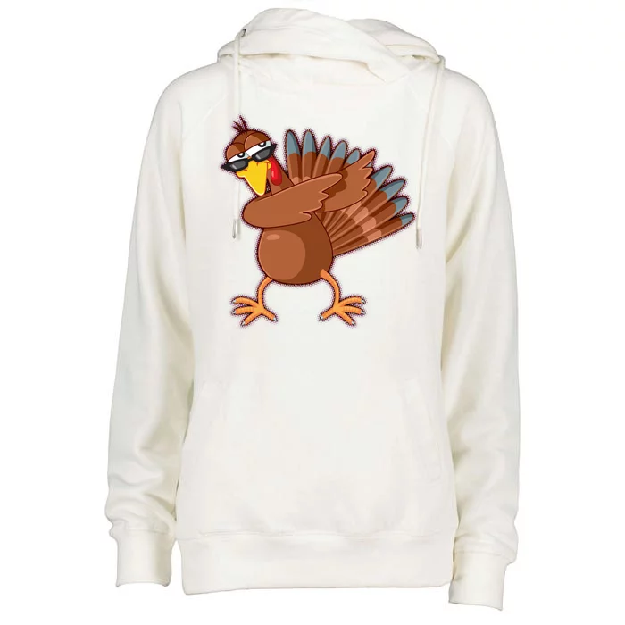 Thanksgiving Dabbing Turkey Womens Funnel Neck Pullover Hood