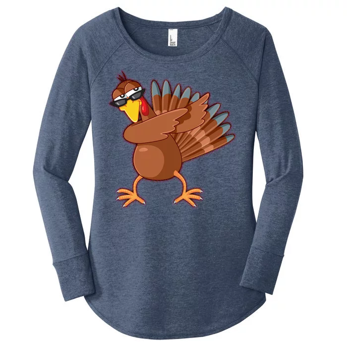 Thanksgiving Dabbing Turkey Women's Perfect Tri Tunic Long Sleeve Shirt